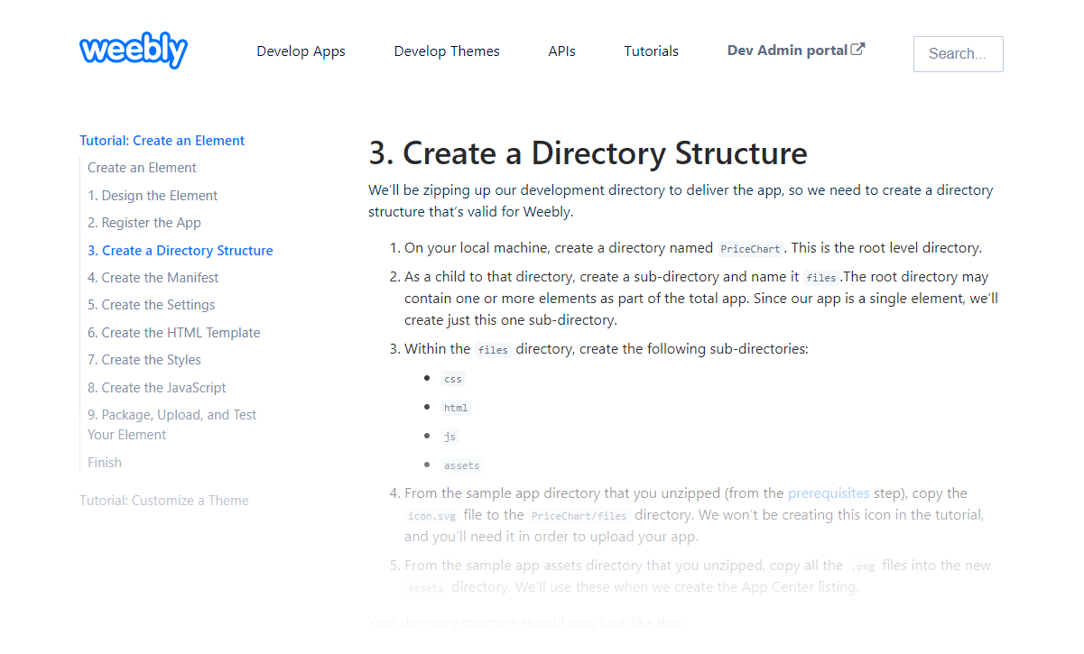 Weebly tutorial screen